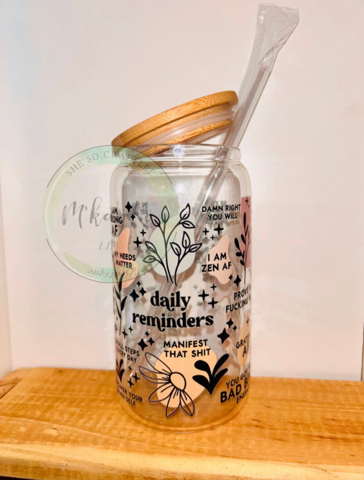 Daily Reminders 16oz Glass Can