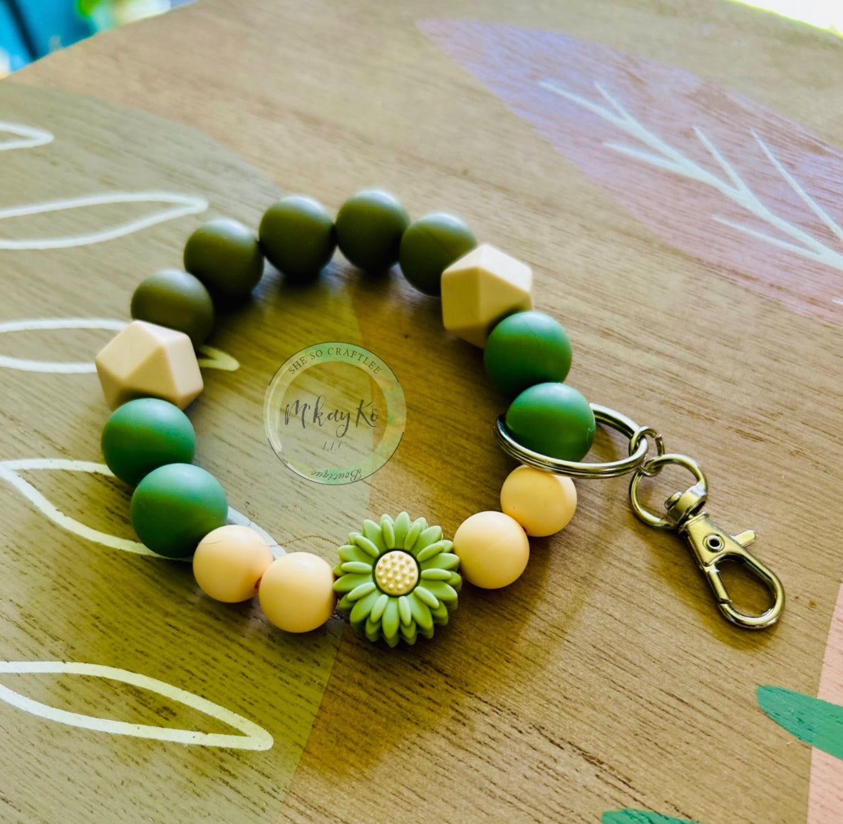 Floral Silicone Bead Wristlet