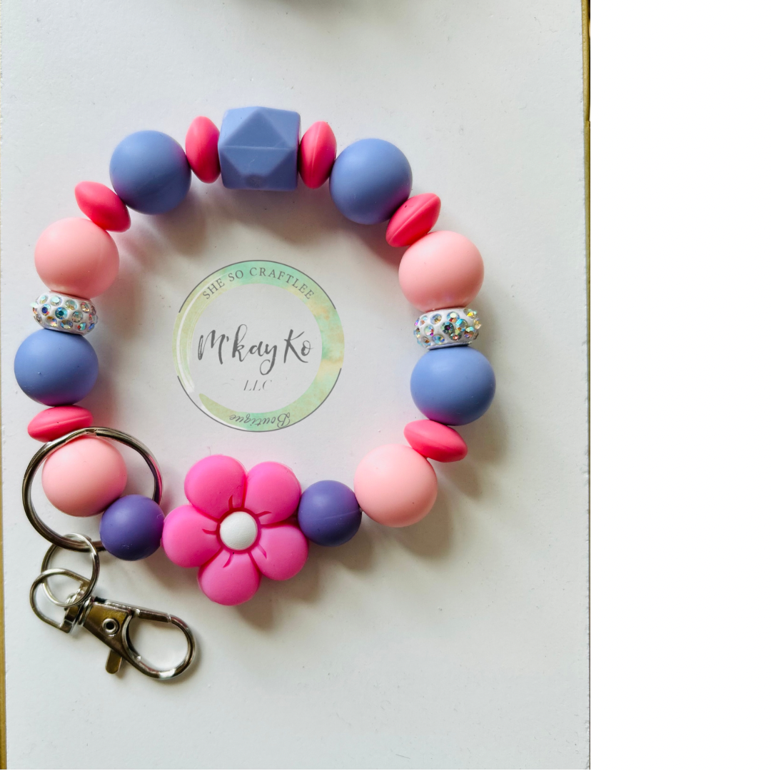 Floral Silicone Bead Wristlet