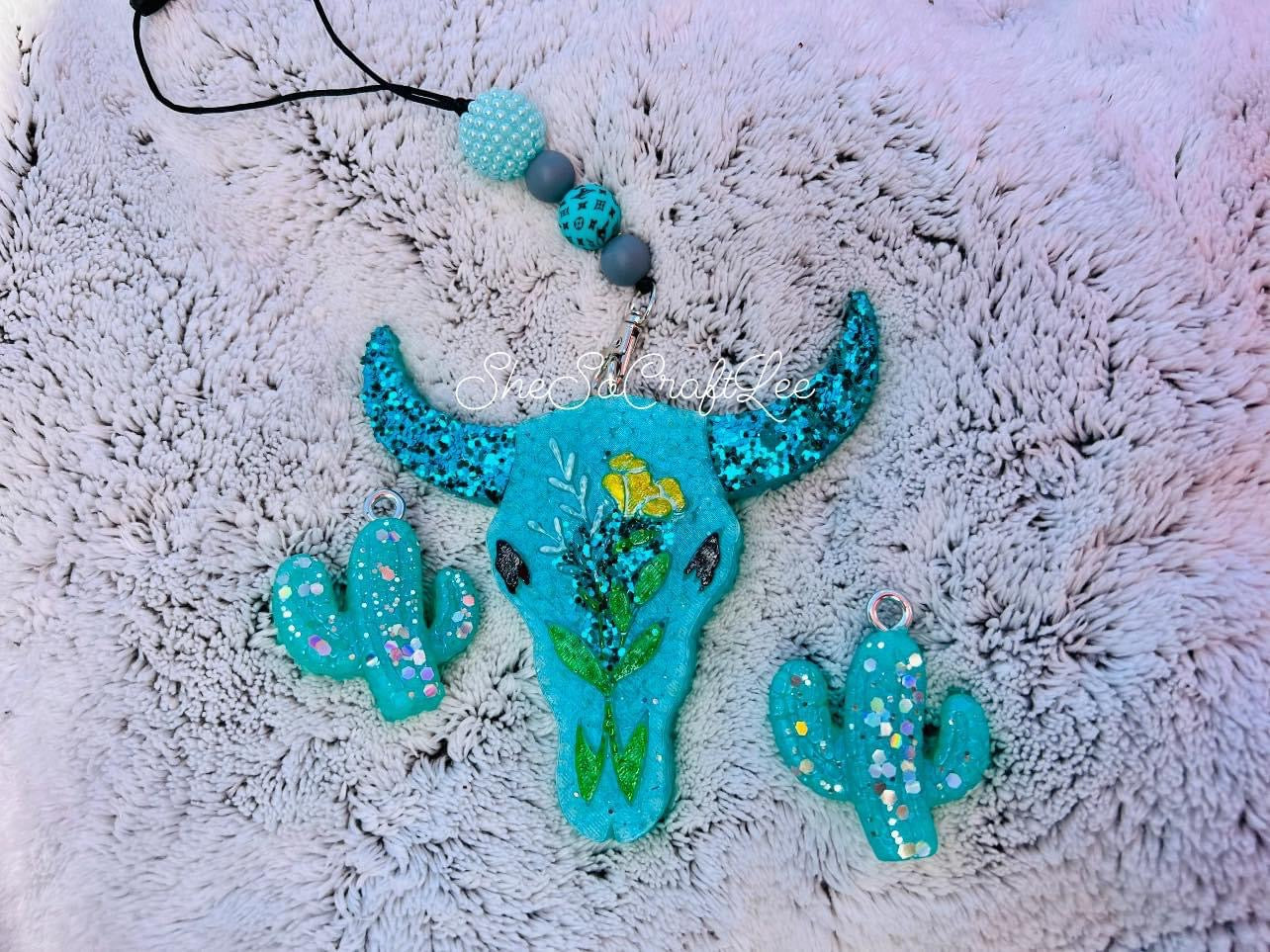 Floral Bull Skull Freshie