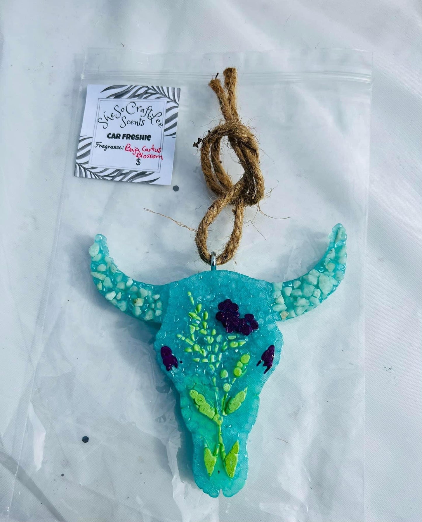 Floral Bull Skull Freshie
