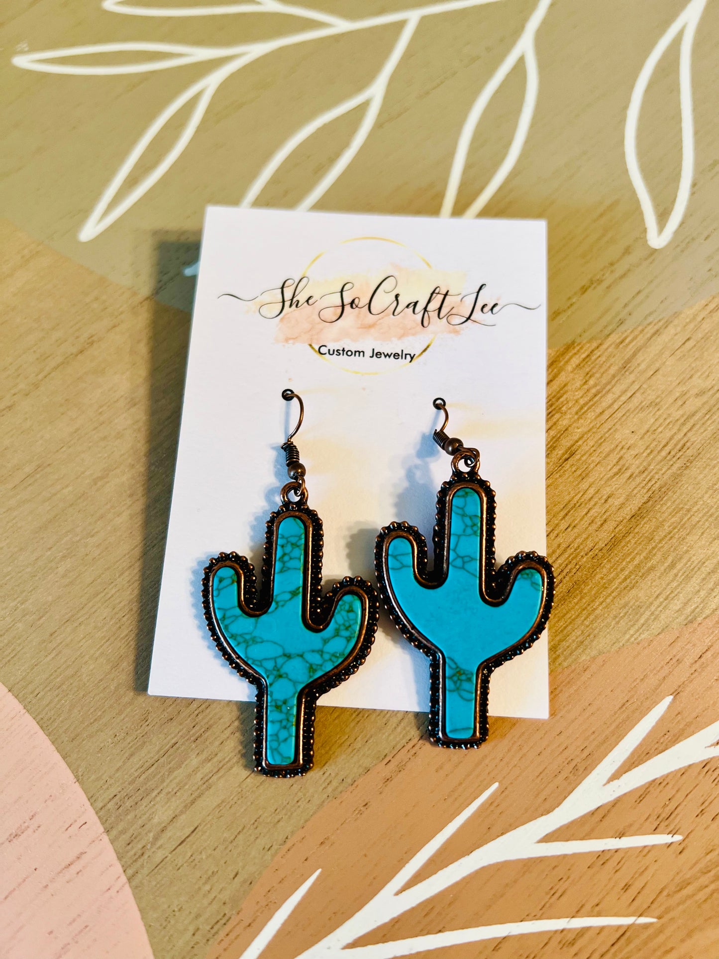 Bronze Cactus Dangle Earrings