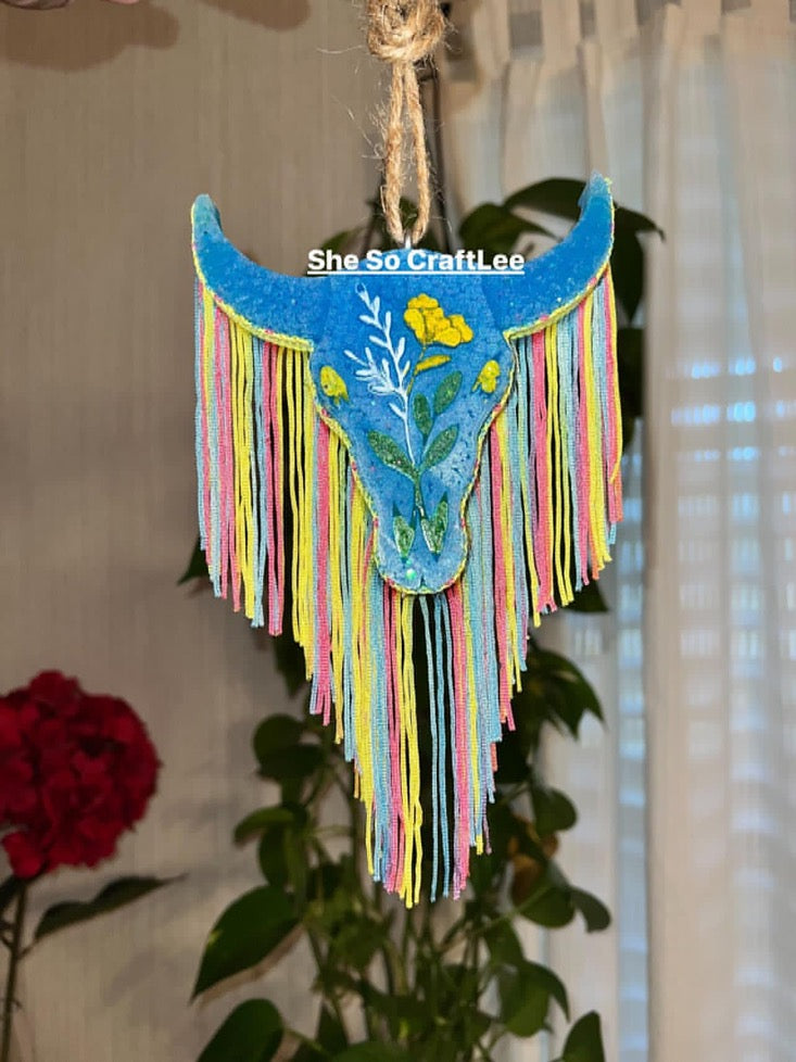 Floral Bull Skull Freshie