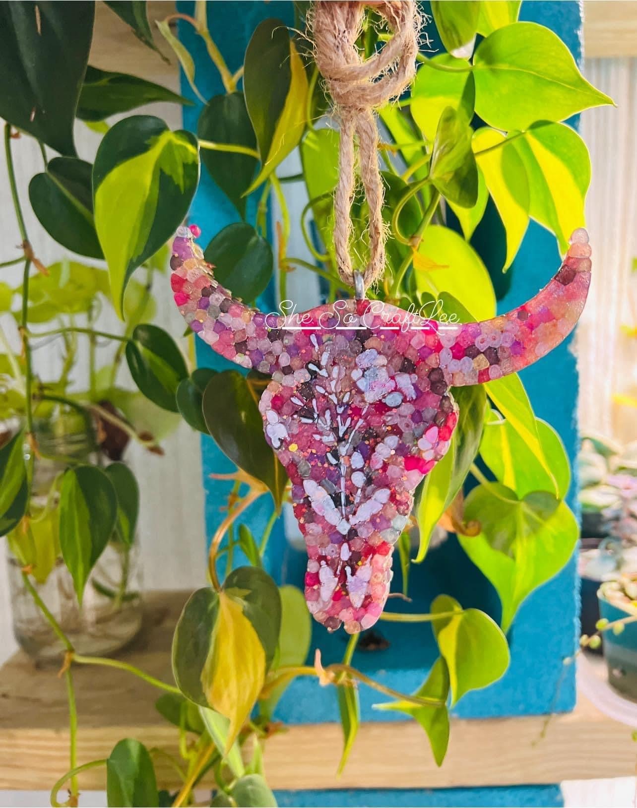 Floral Bull Skull Freshie