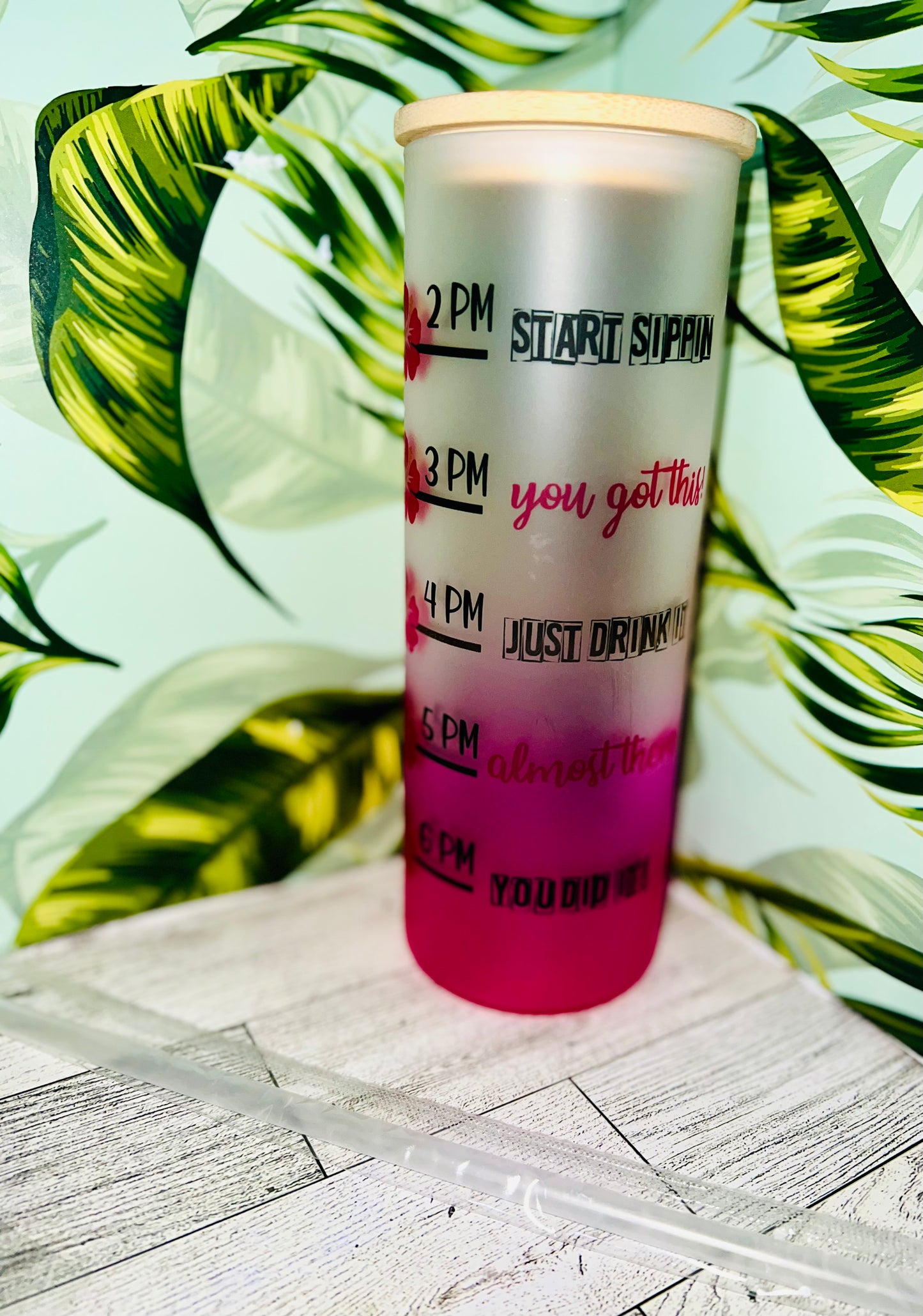 Flamingo 25oz Skinny Glass Tumbler