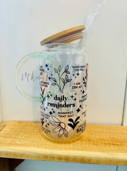 Daily Reminders 16oz Glass Can