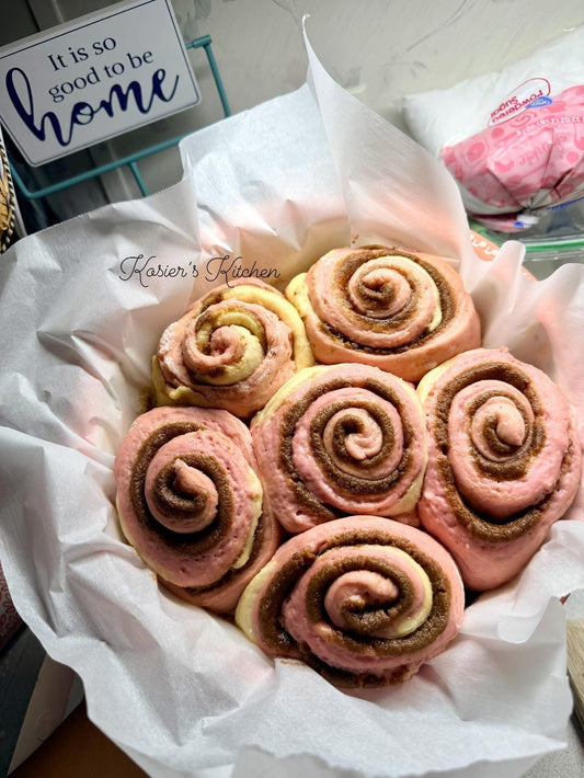 Pink & Cream Sourdough Cinnamon Rolls