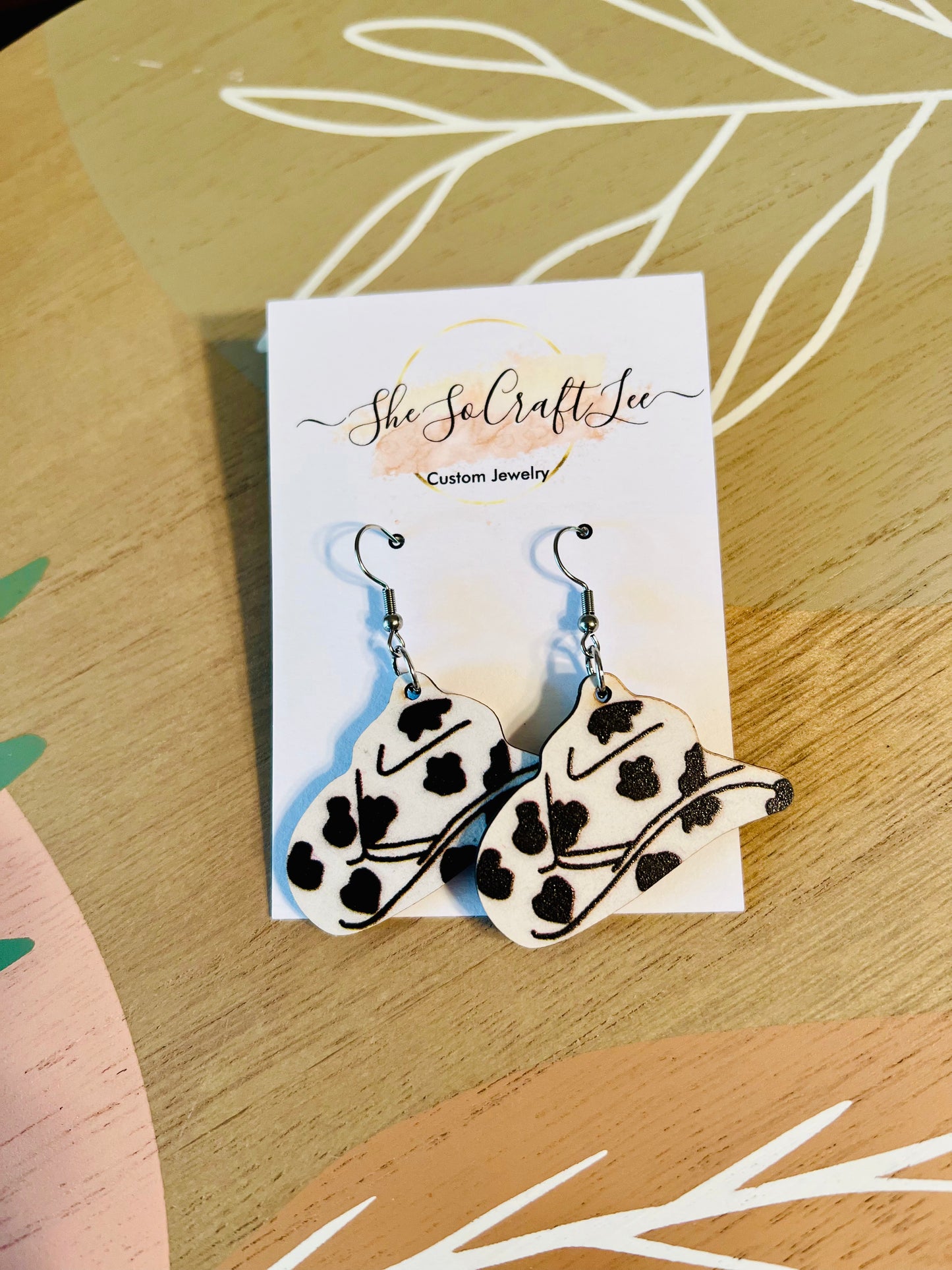 Cow Wooden Earrings