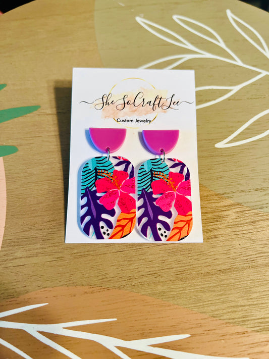 Floral Acrylic Dangle Earrings