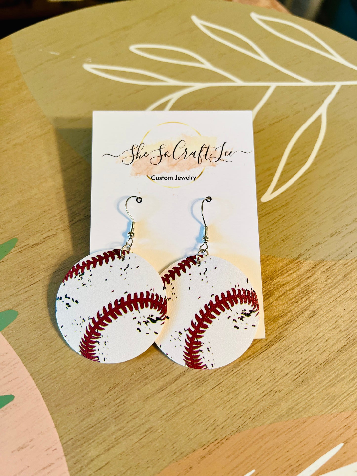 Baseball Faux Leather Earrings