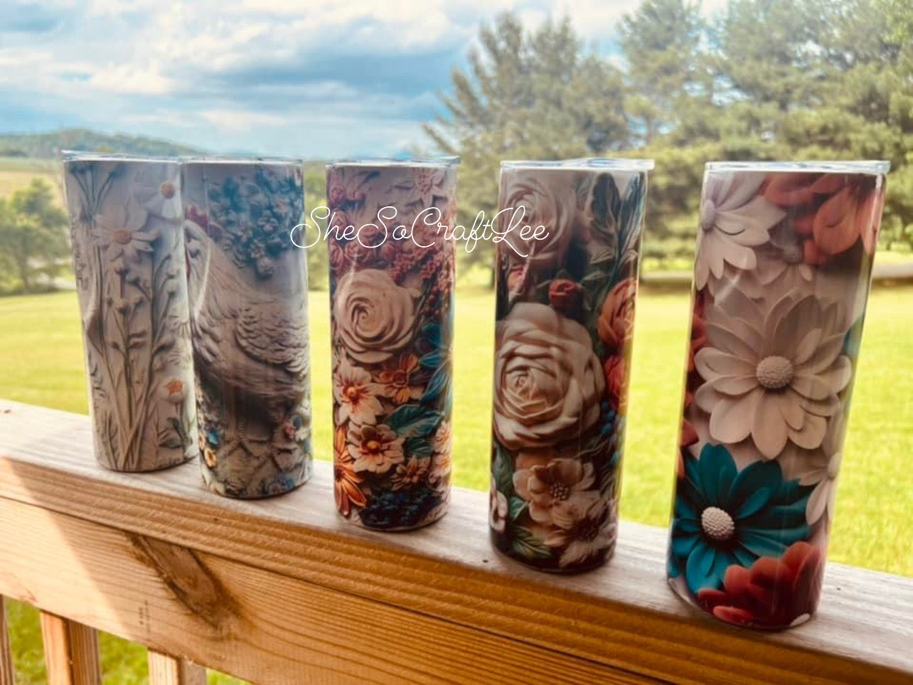 Custom 3D Floral Tumbler