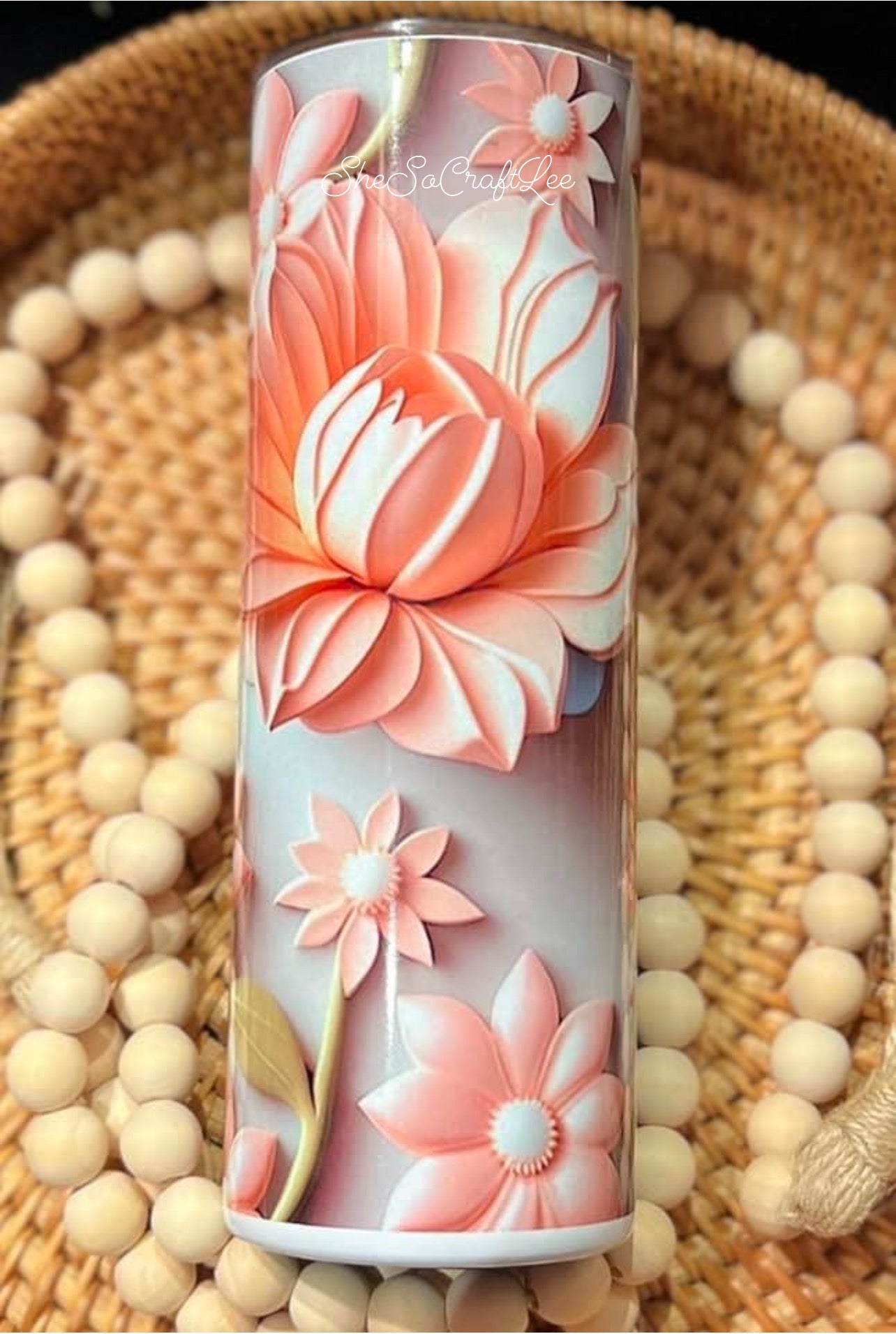 Custom 3D Floral Tumbler