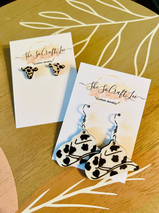 Cow Wooden Earrings