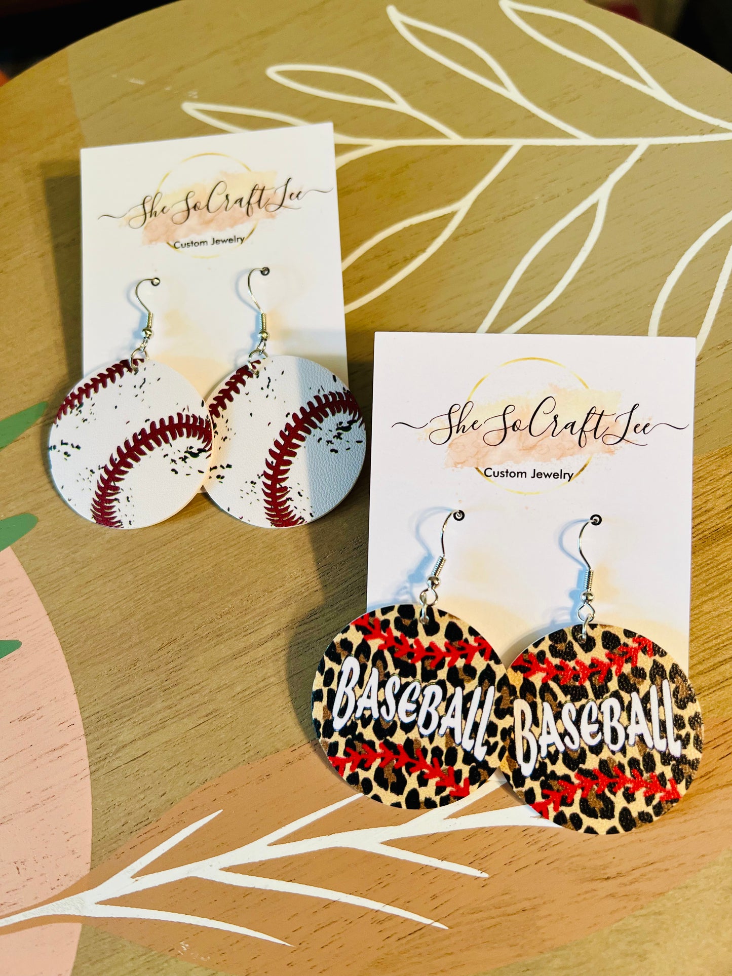 Baseball Faux Leather Earrings