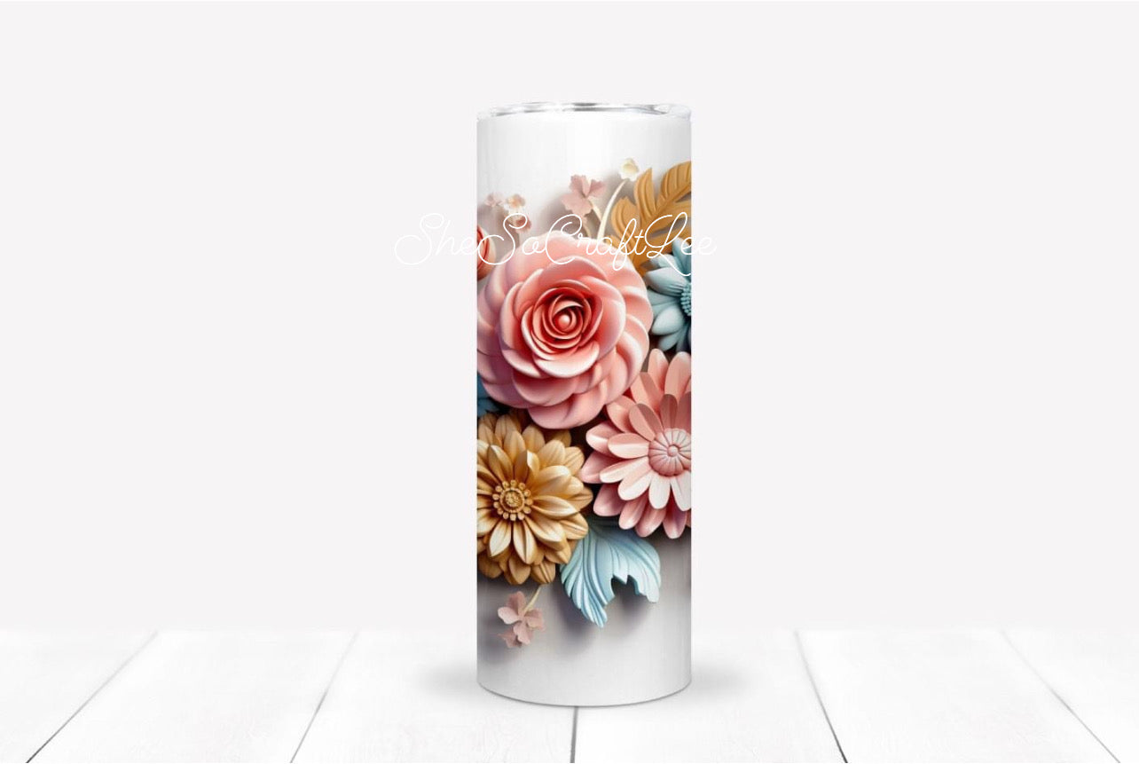Custom 3D Floral Tumbler