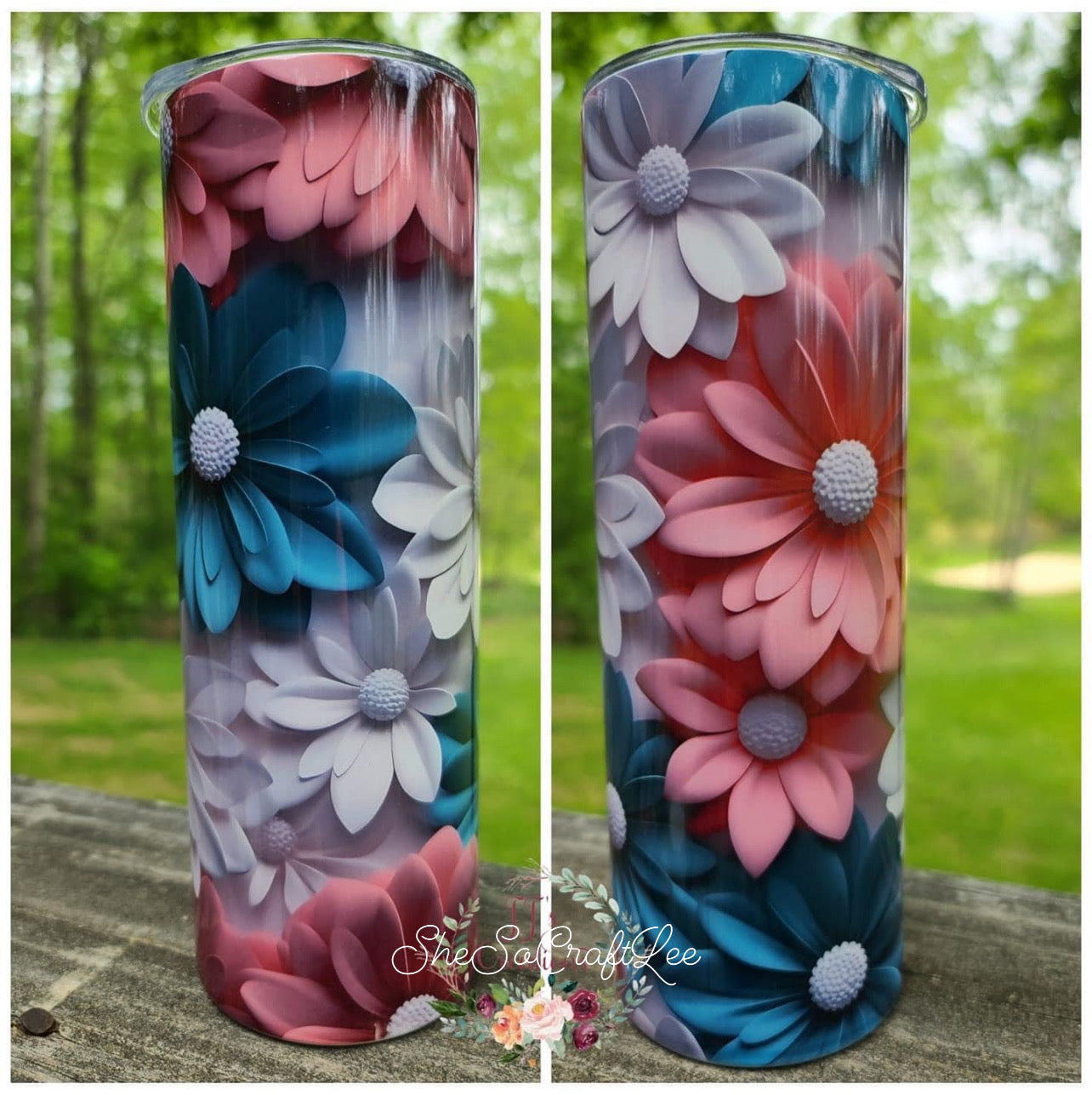 Custom 3D Floral Tumbler