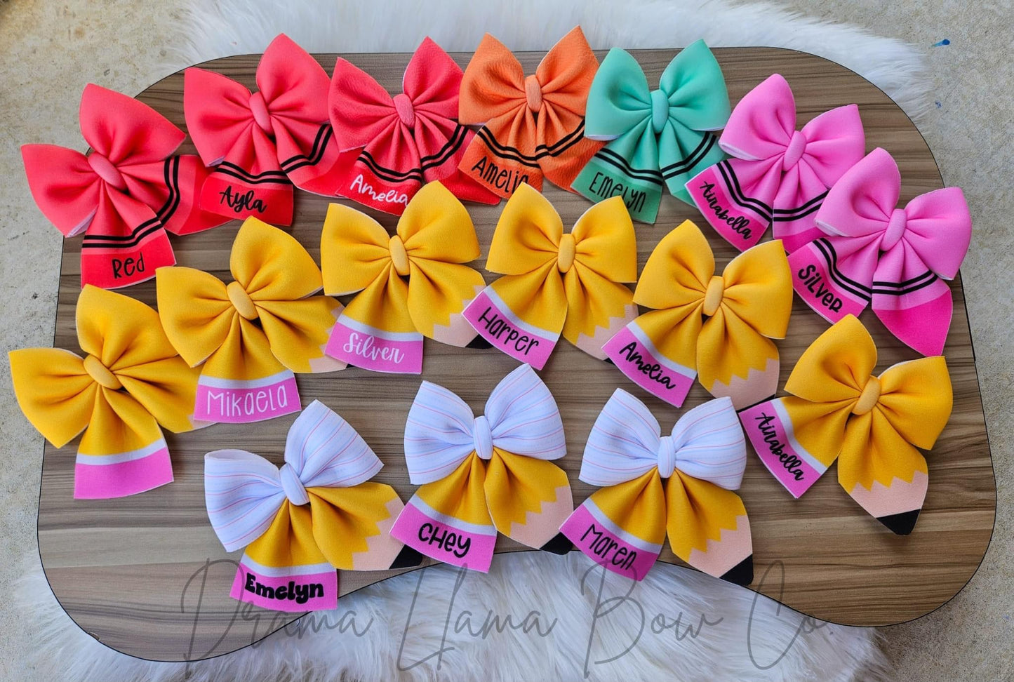 Pencil & Crayon Puff Bows