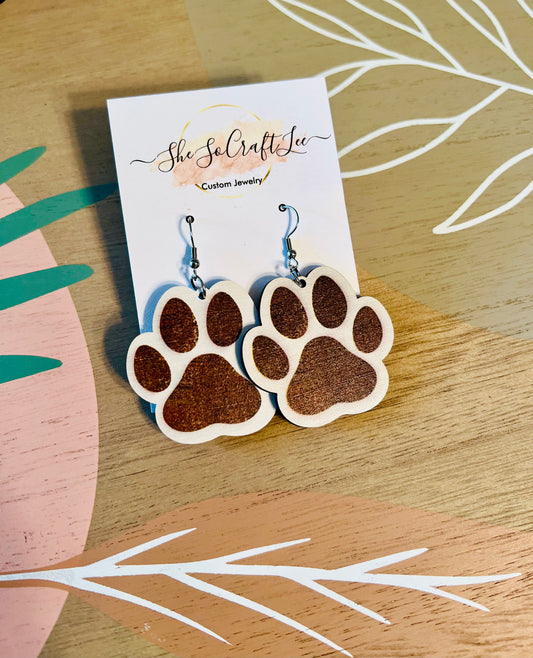 Paw Wooden Earrings