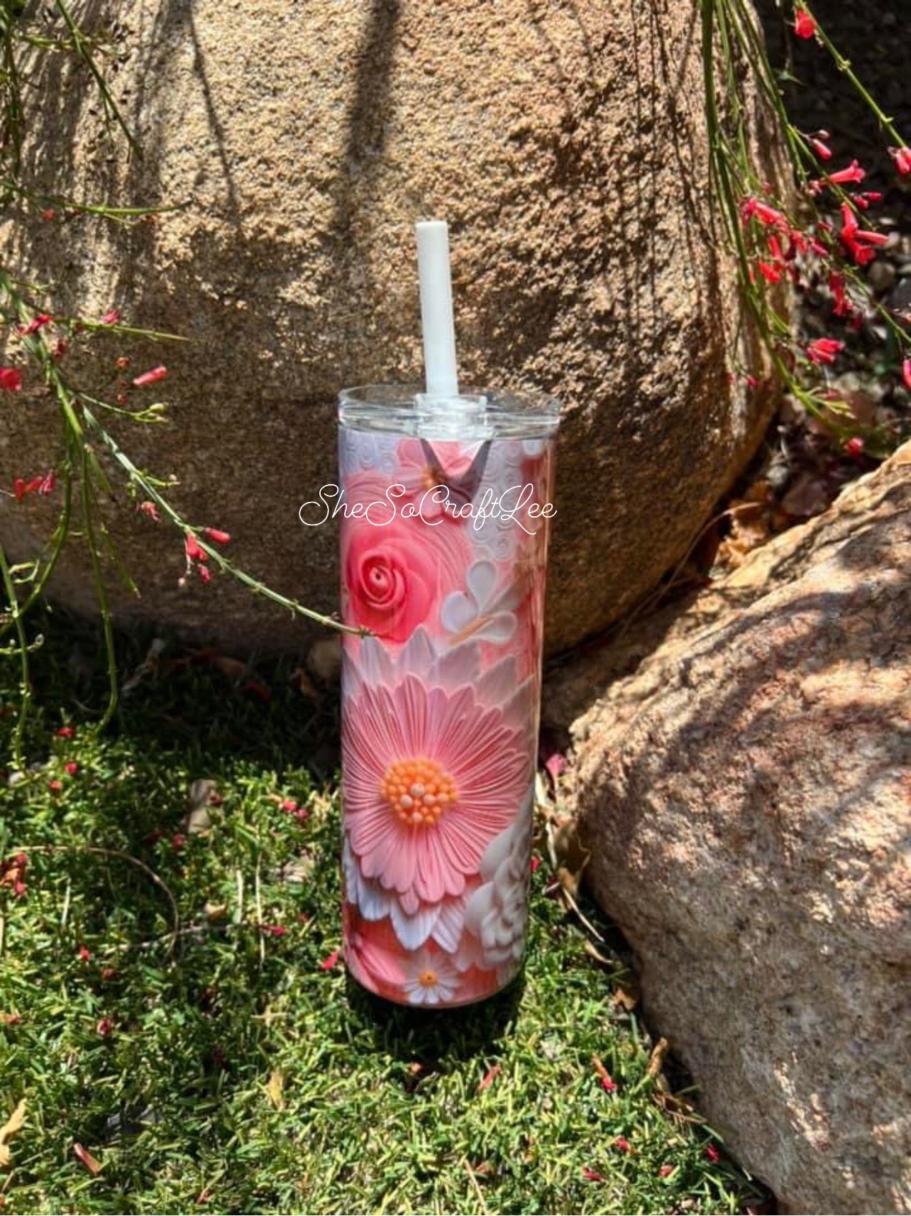 Custom 3D Floral Tumbler