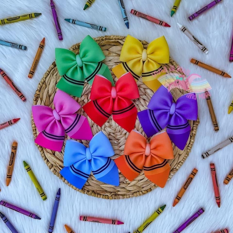 Pencil & Crayon Puff Bows