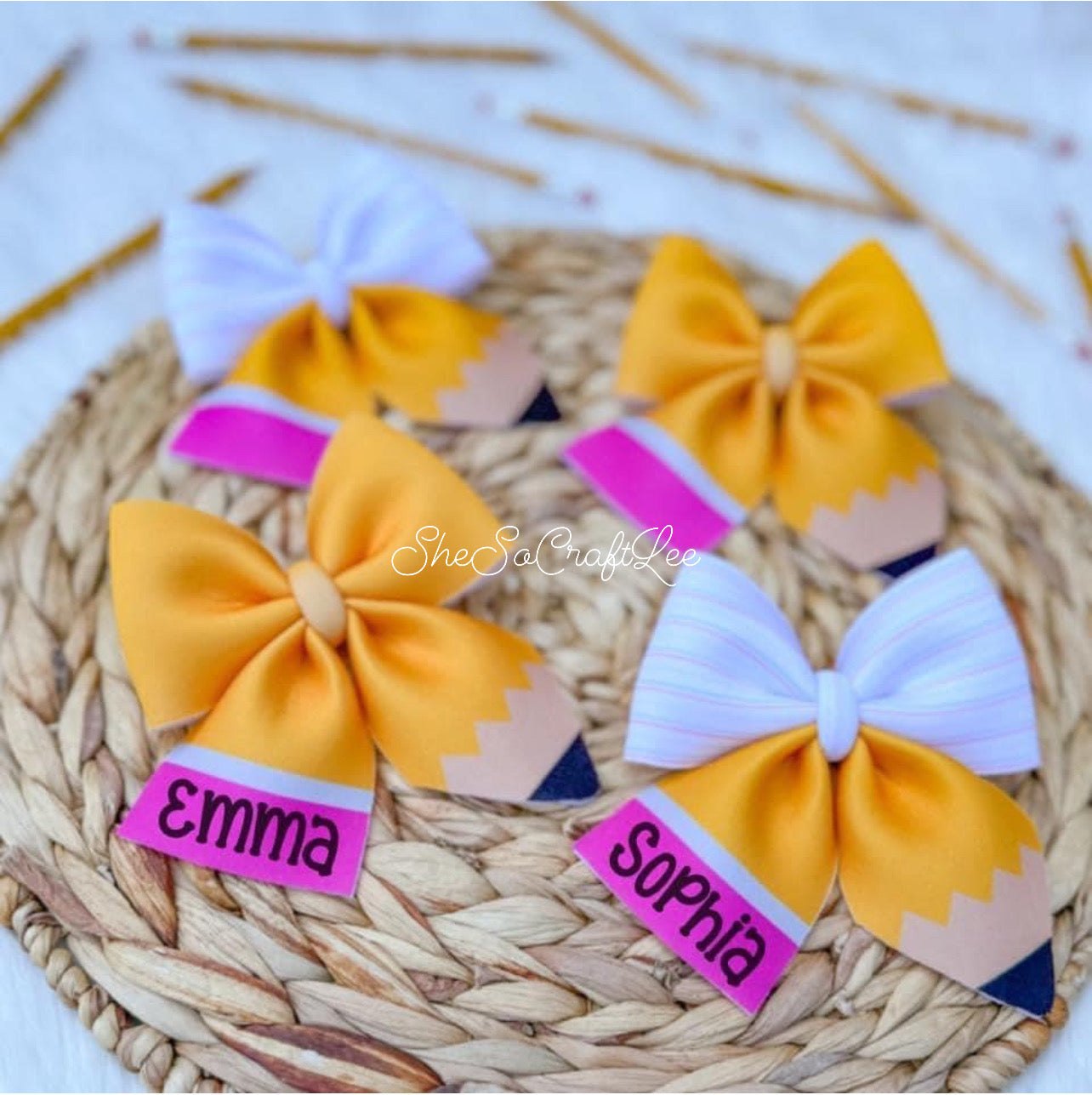 Pencil & Crayon Puff Bows