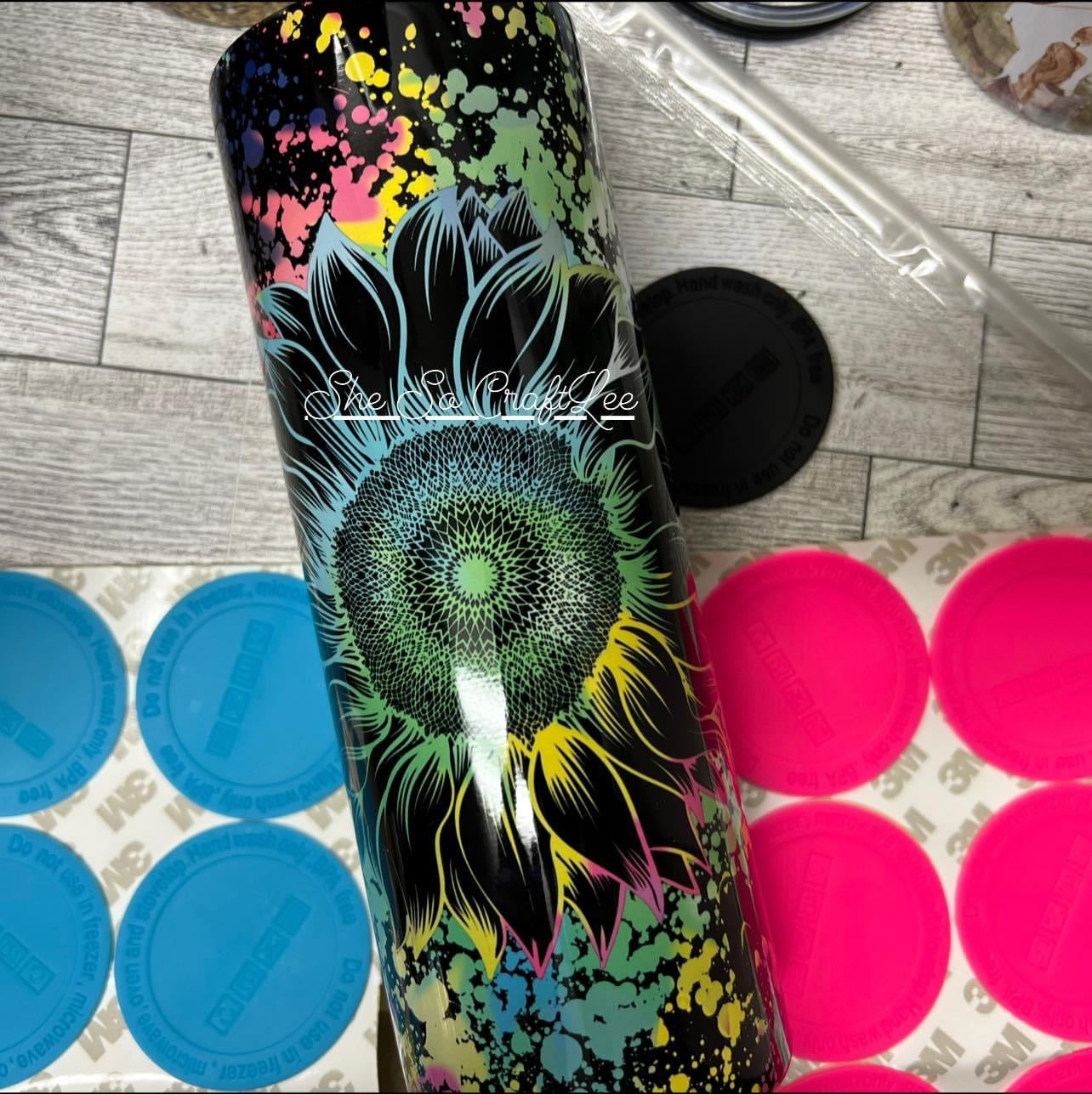 Black and Neon Sunflower Tumbler