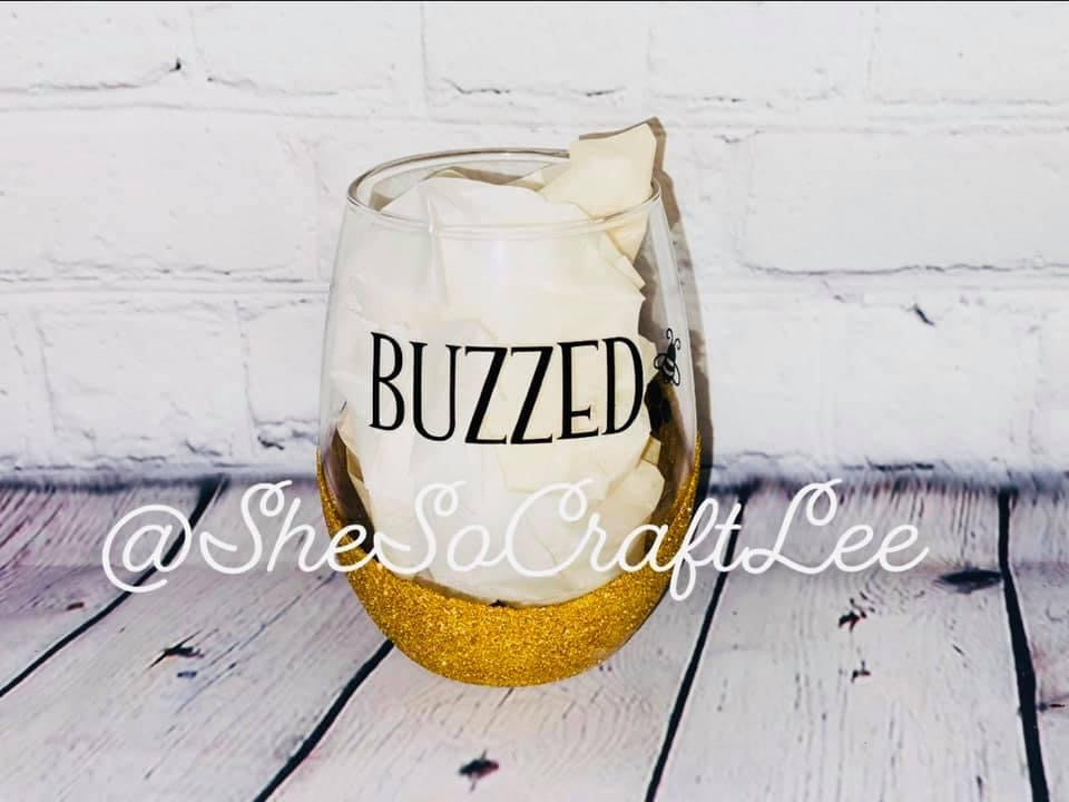 Buzzed Glitter Peek-a-boo Wine Glass