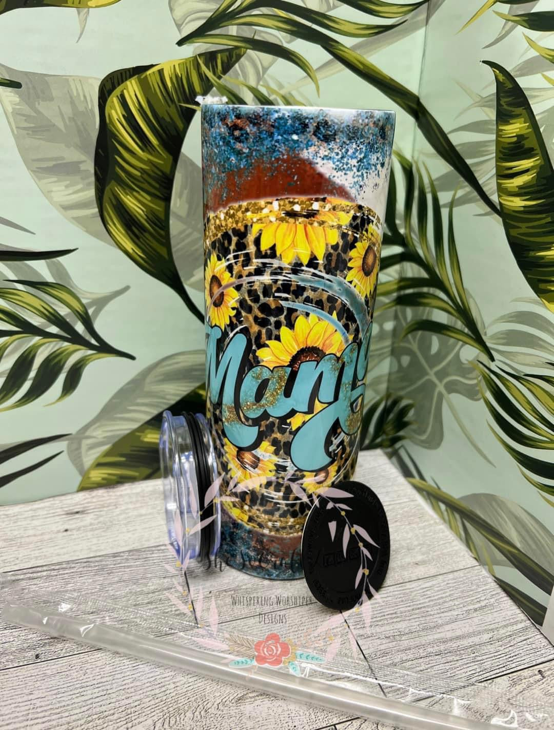 Mama Sunflower/Leopard/Turquoise Tumbler