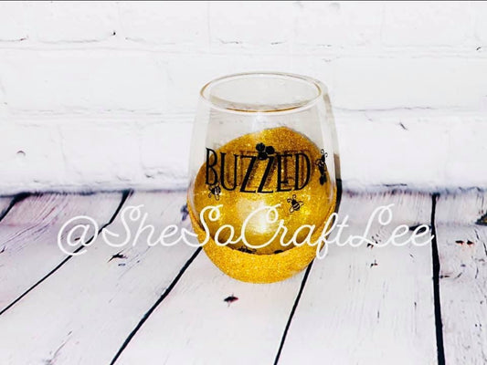 Buzzed Glitter Peek-a-boo Wine Glass